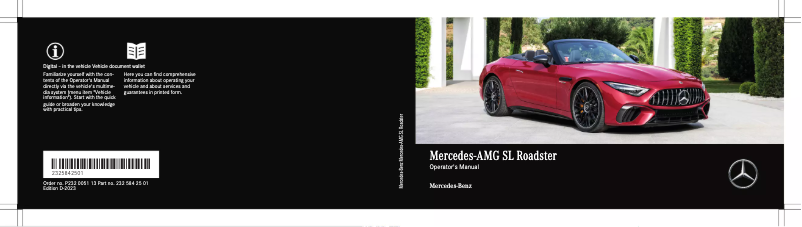 Page 1 de la notice Manuel utilisateur Mercedes-Benz AMG SL Roadster (2022)