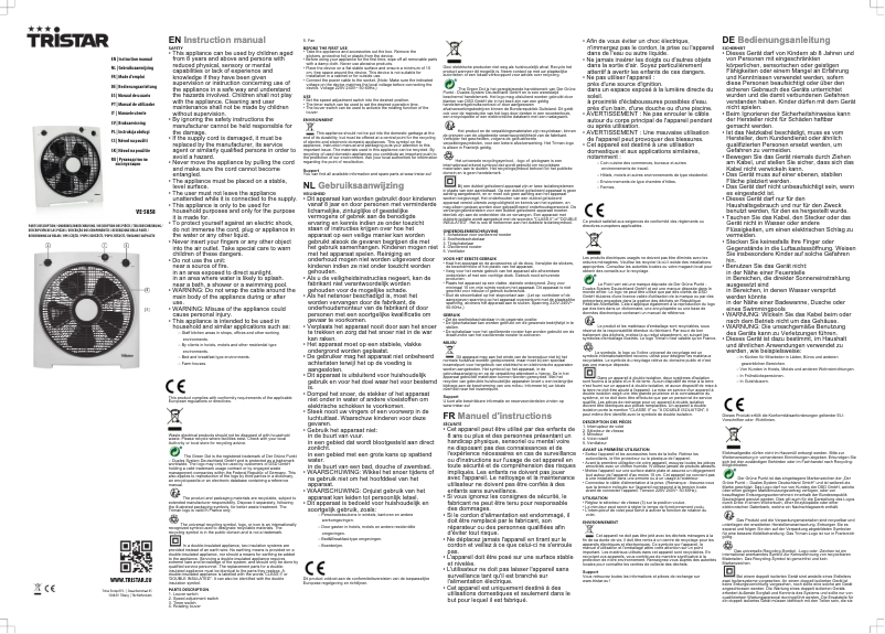 Page 1 de la notice Manuel utilisateur TriStar VE-5858