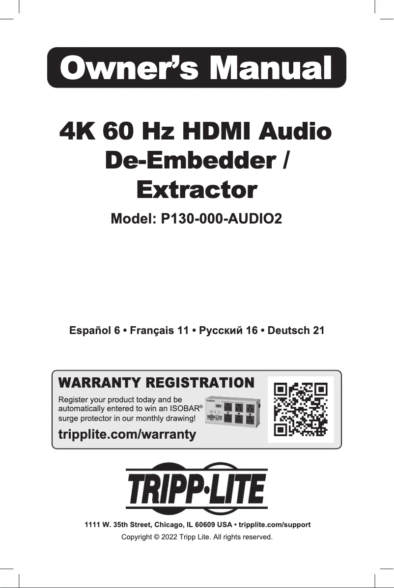 Imagen de la primera página del manual del dispositivo P130-000-AUDIO2