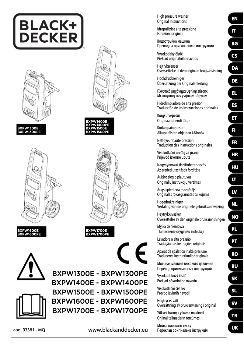 Page n°1 - Manuel utilisateur Black & Decker BXPW1300E