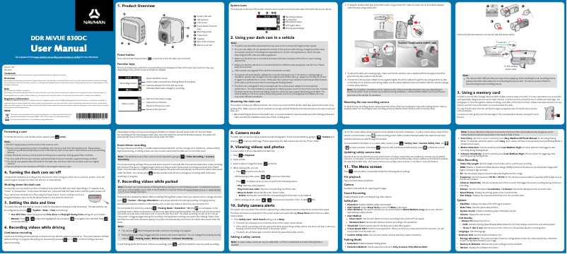 Page n°1 - Manuel utilisateur Navman MiVue 830DC