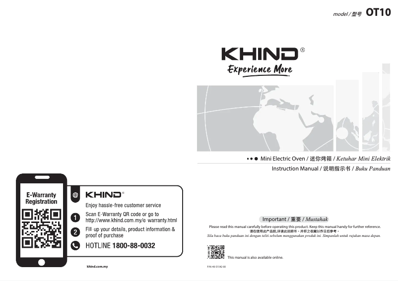 Page n°1 - Manuel utilisateur Khind OT10