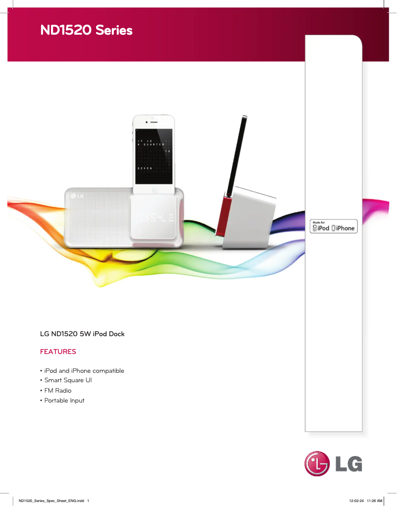 Página 1 del manual Ficha técnica LG ND1520