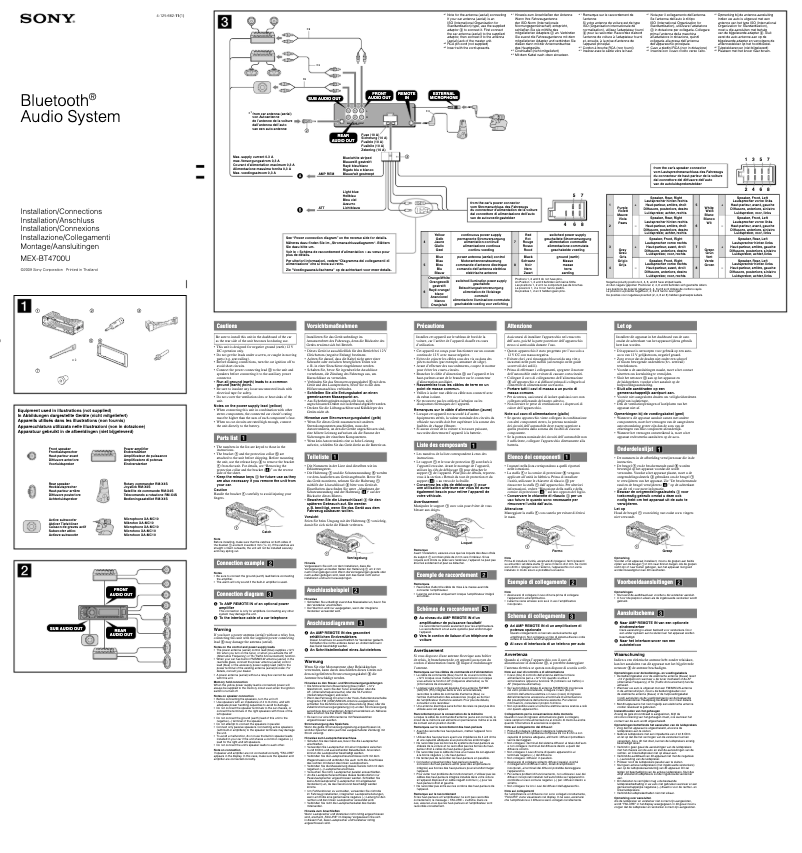 Page 1 de la notice Guide d'installation Sony MEX-BT4700U