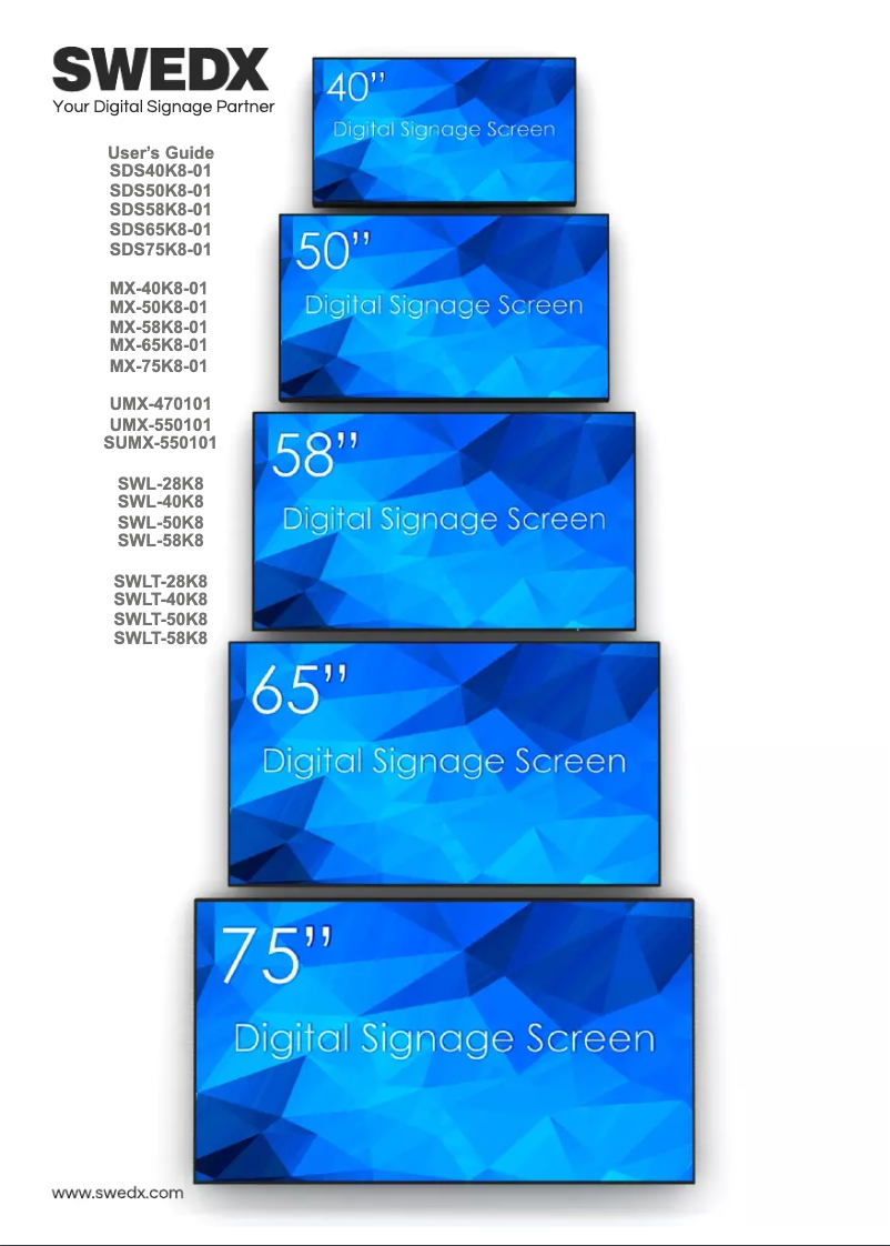 Page 1 de la notice Manuel utilisateur Swedx SWL-58K8-A1