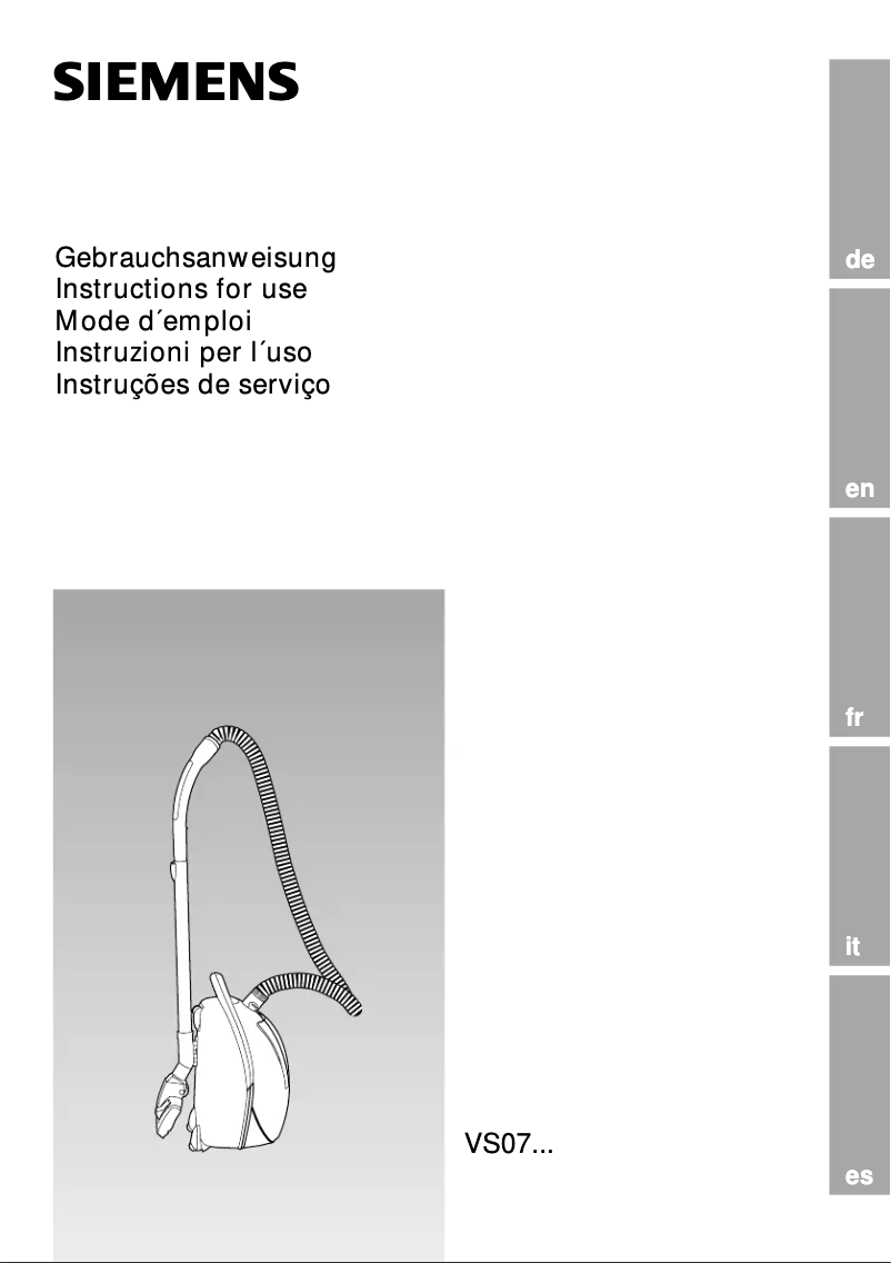 Page 1 de la notice Mode d'emploi Siemens VS07G1840