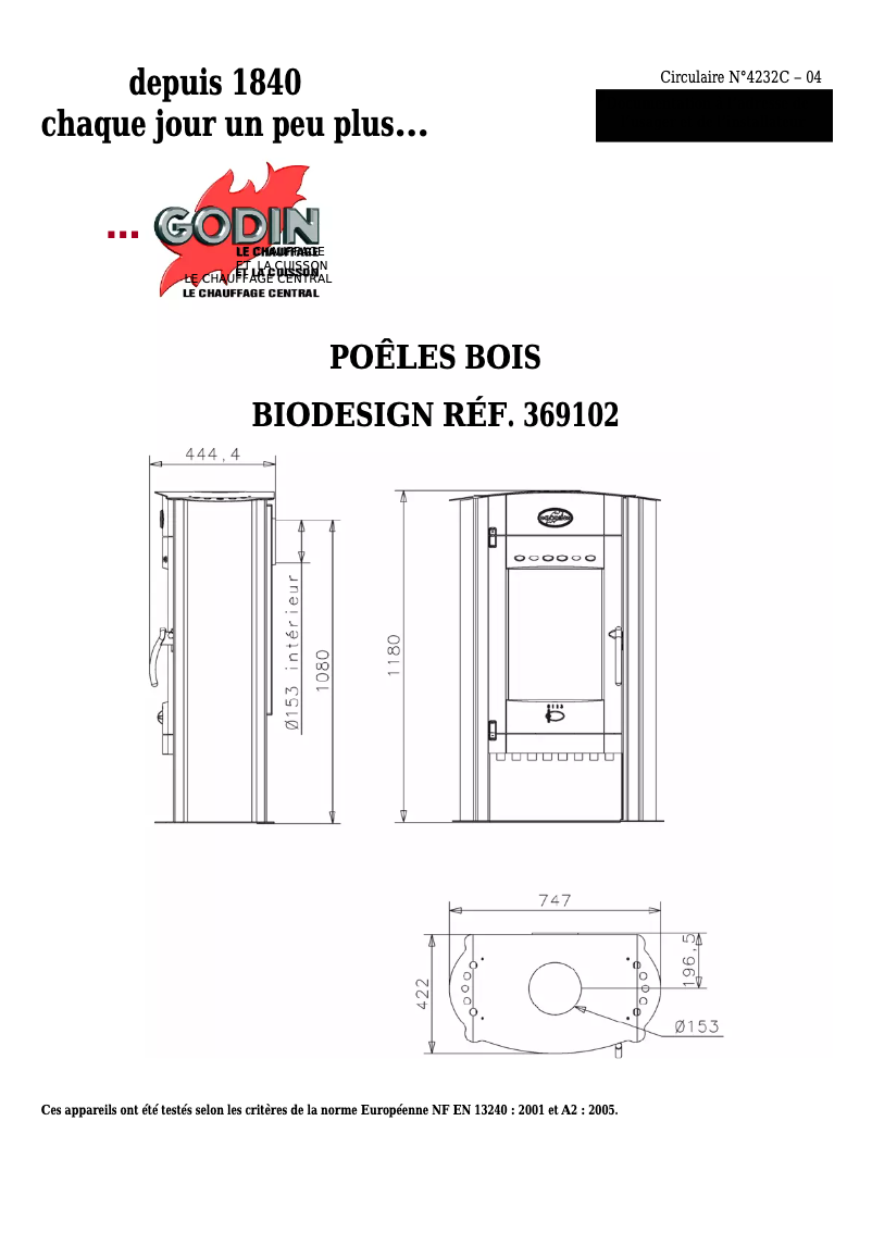 Page 1 de la notice Manuel utilisateur Godin Biodesign 369102