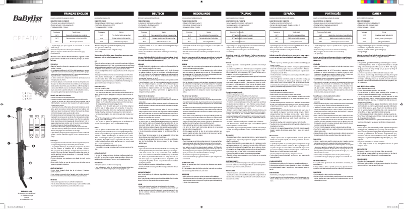 Page 1 de la notice Manuel utilisateur BaByliss C425E