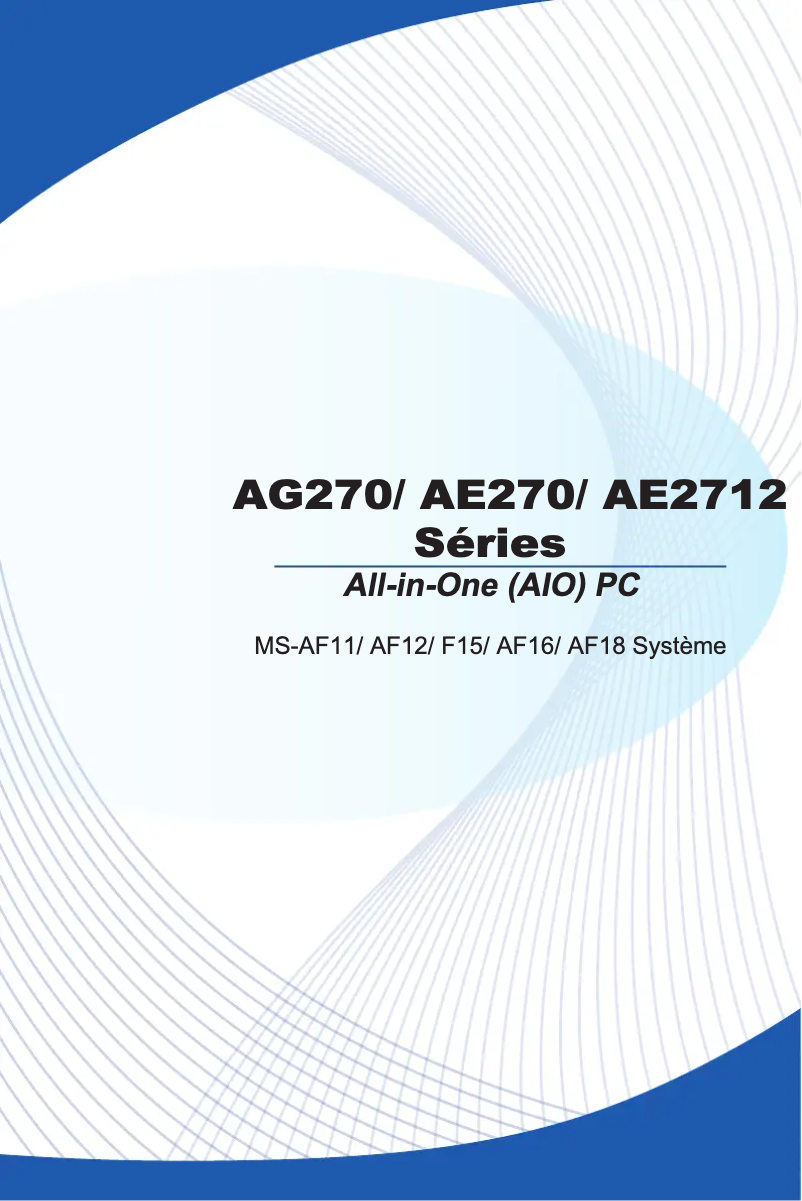 Page 1 de la notice Manuel utilisateur MSI AE270