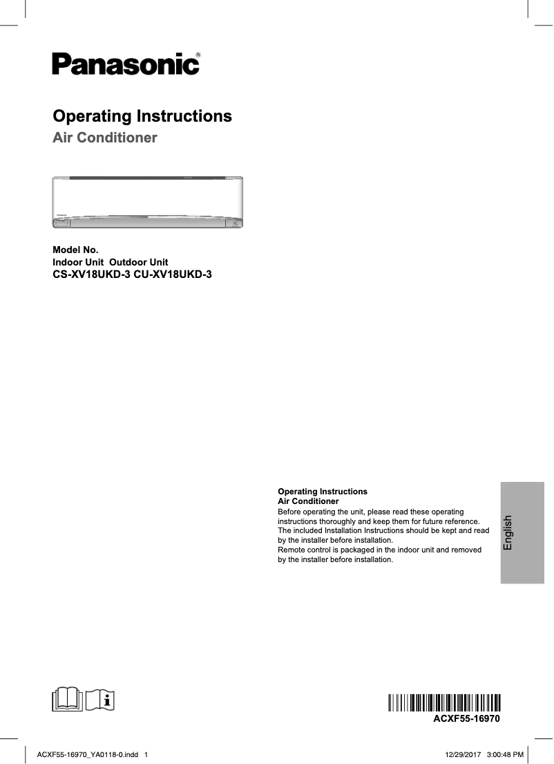 Page 1 de la notice Manuel utilisateur Panasonic CS-XV18UKD-3