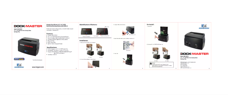 Page n°1 - Manuel utilisateur Kingwin DM-2535U3