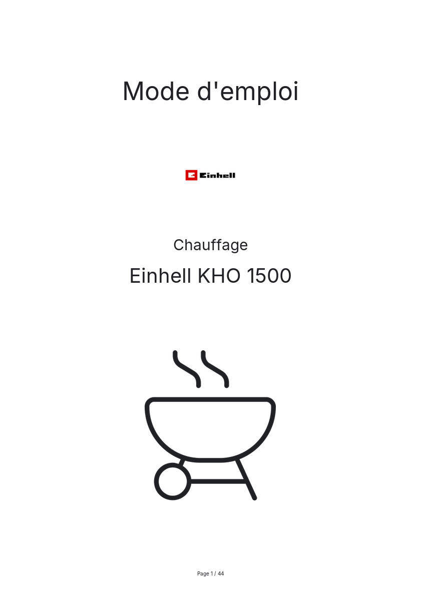 Image de la première page du manuel de l'appareil KHO 1500