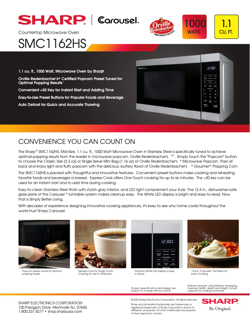 Page 1 de la notice Fiche technique Sharp SMC1162HS