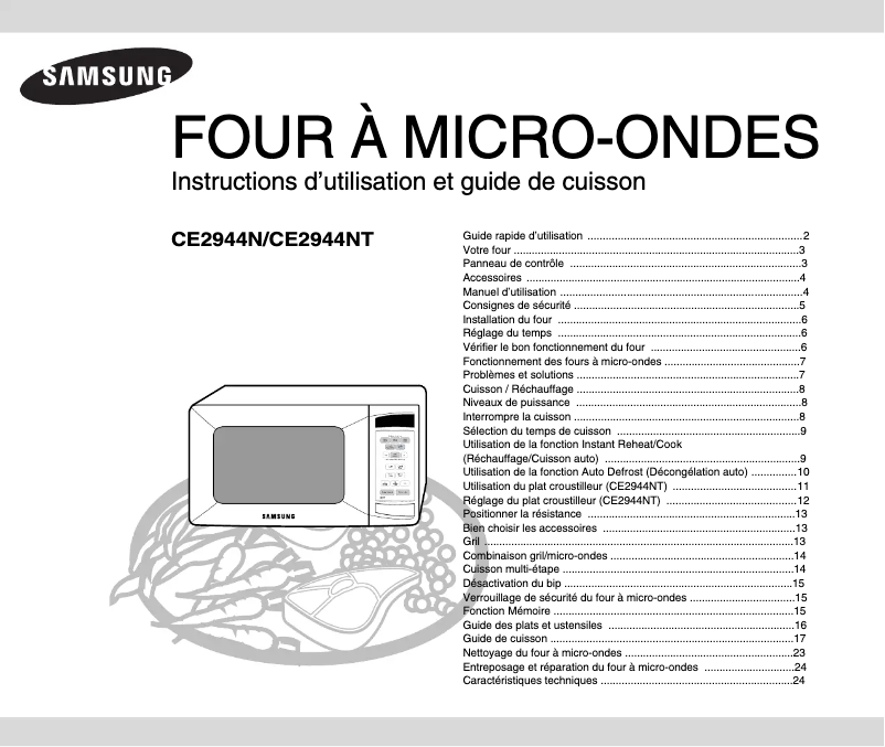 Page 1 de la notice Manuel utilisateur Samsung CE2944N