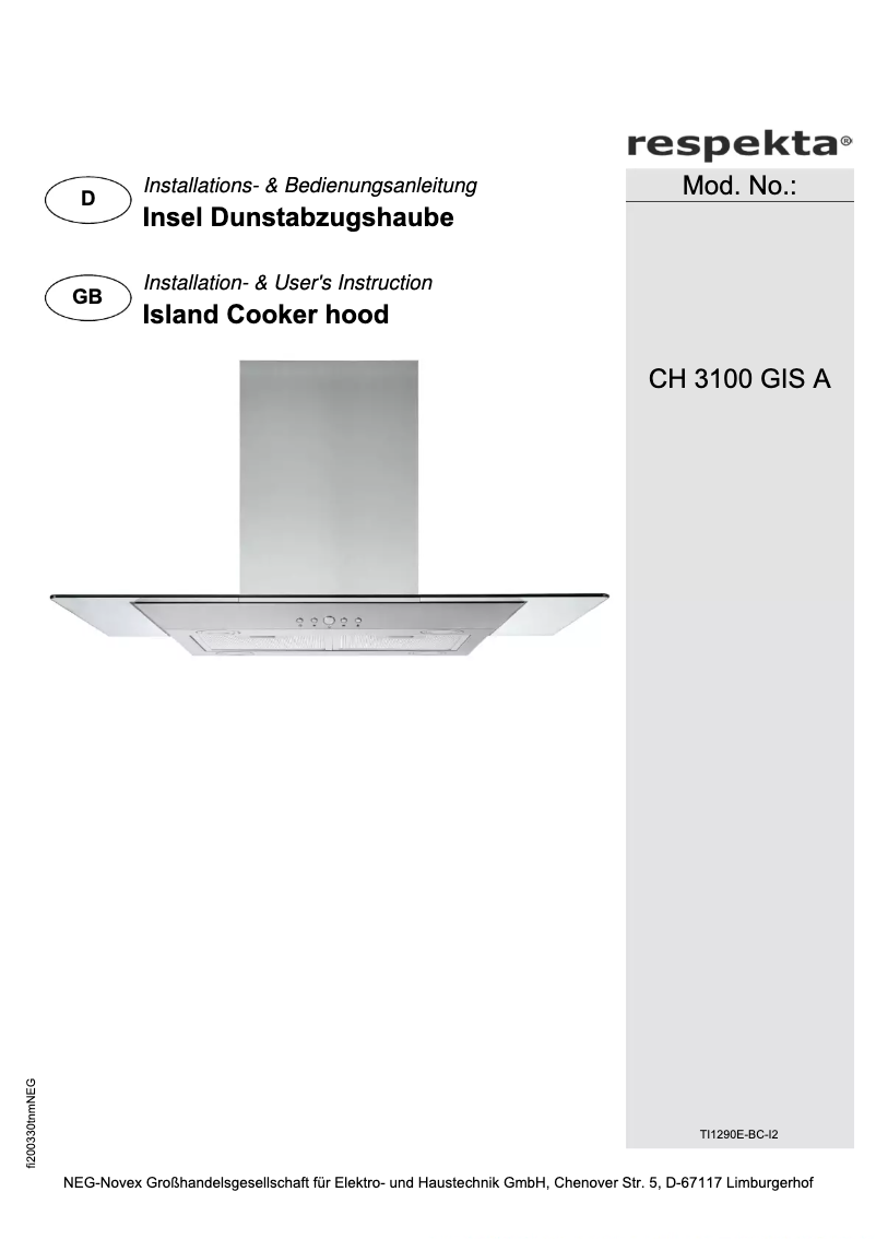 Page 1 de la notice Manuel utilisateur Respekta Aluna CH3100GISA
