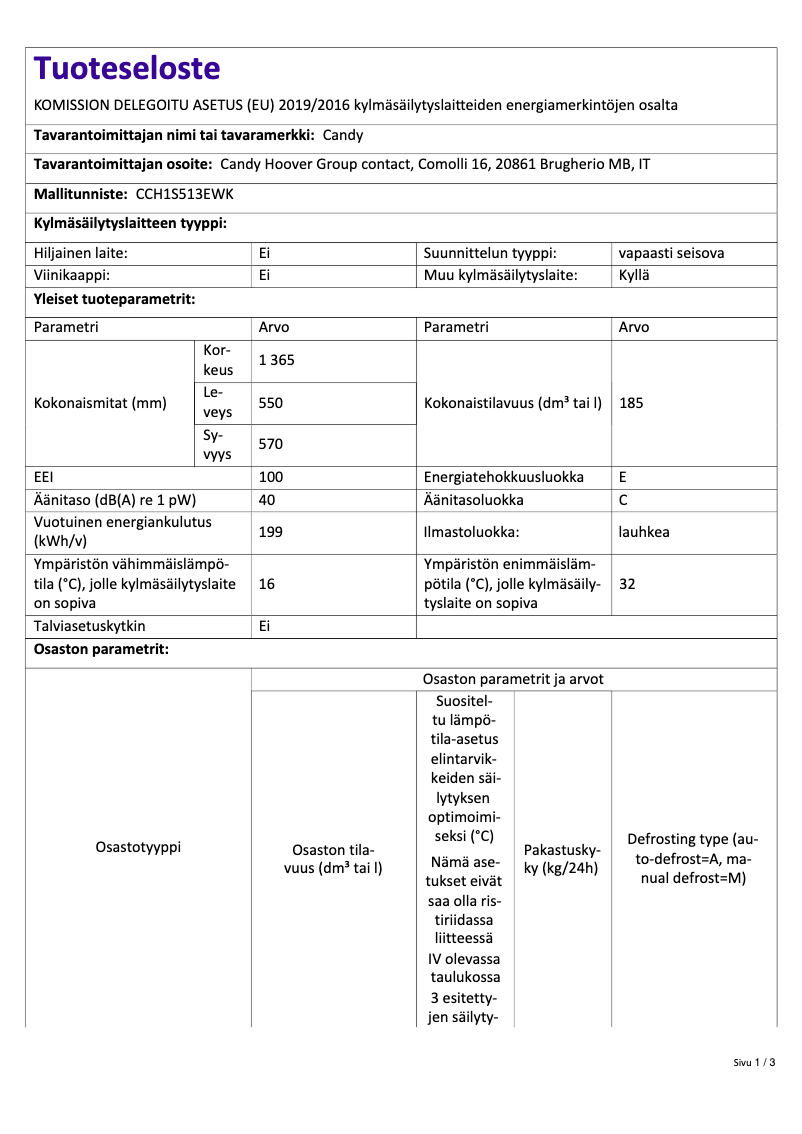 Image de la première page du manuel de l'appareil CCH1S513EWK