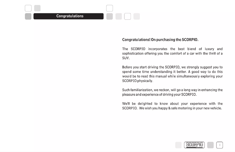 Page 1 de la notice Manuel utilisateur Mahindra GOA (2009)