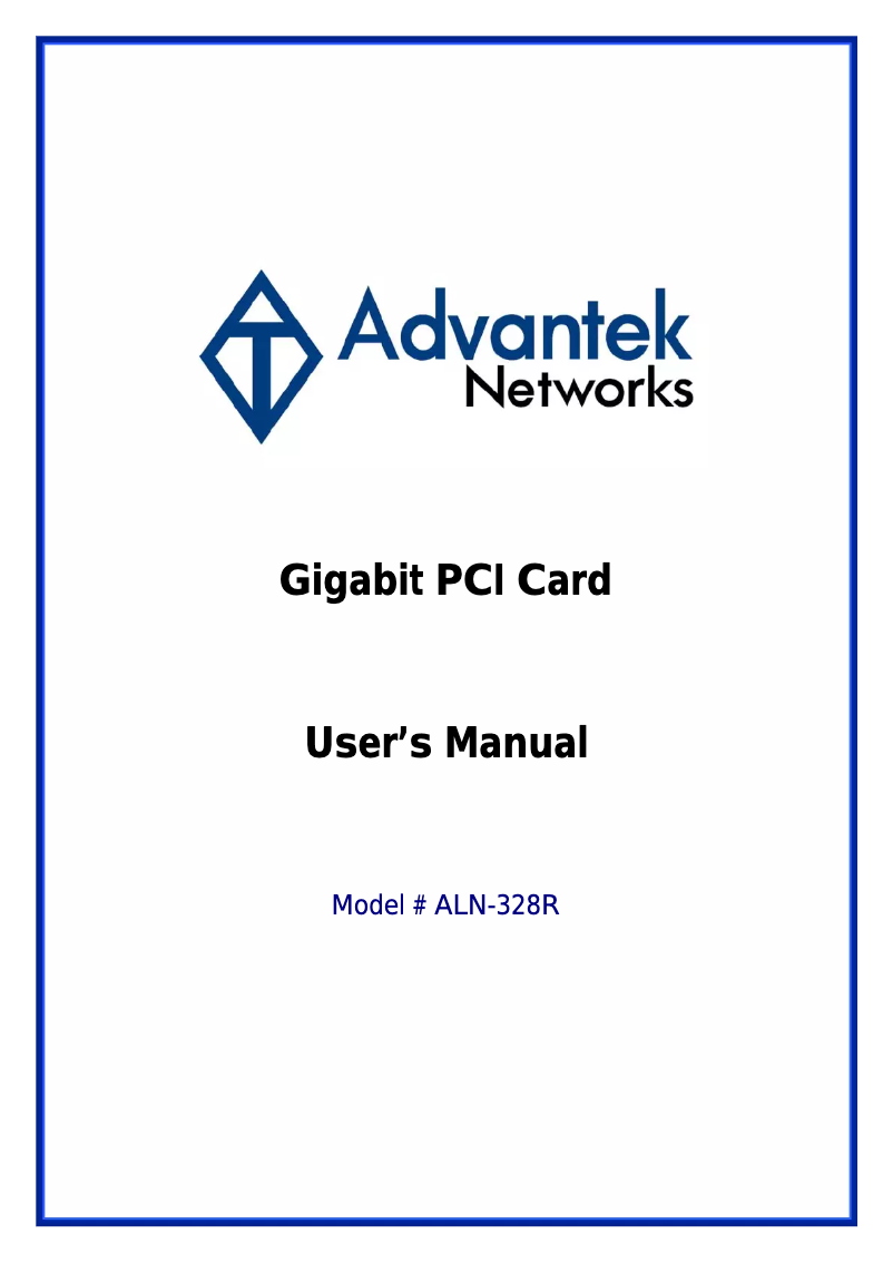 Page 1 de la notice Manuel utilisateur Advantek Networks ALN-328R
