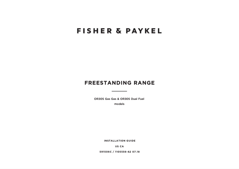 Page 1 de la notice Guide d'installation Fisher & Paykel OR30SCG4X1