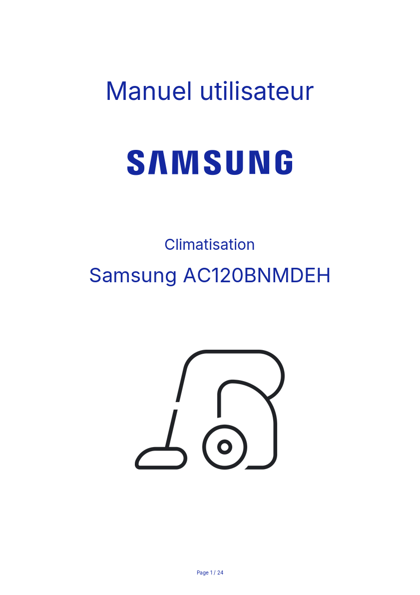 Page n°1 - Manuel utilisateur Samsung AC120BNMDEH
