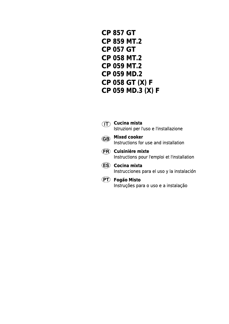 Page 1 de la notice Manuel utilisateur Ariston Thermo CP059MDX
