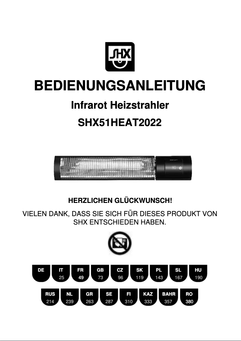 Page n°1 - Manuel utilisateur SHX SHX51HEAT2022
