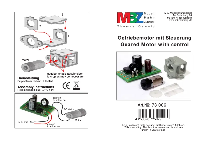 Page 1 de la notice Manuel utilisateur MBZ 73006