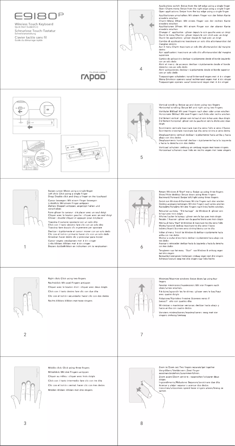 Page 1 de la notice Manuel utilisateur Rapoo E9180P