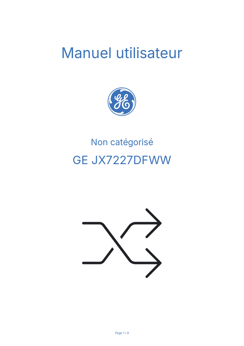 Page n°1 - Manuel utilisateur GE JX7227DFWW