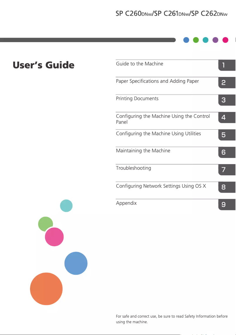 Image de la première page du manuel de l'appareil SP C261DNw
