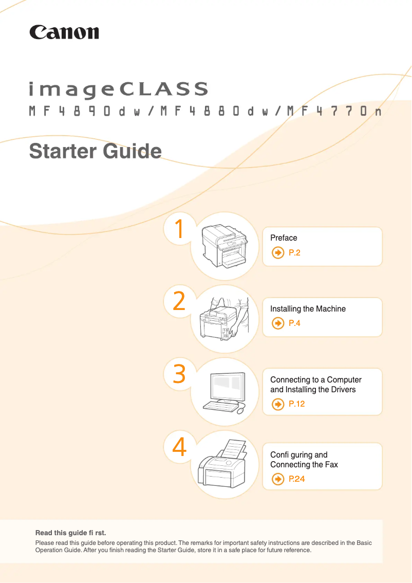Image de la première page du manuel de l'appareil imageClass MF4880dw