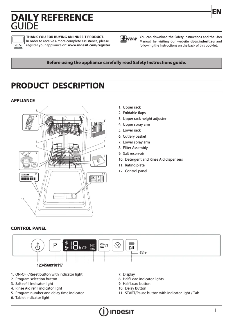 Page n°1 - Manuel utilisateur Indesit DSIC 3M19