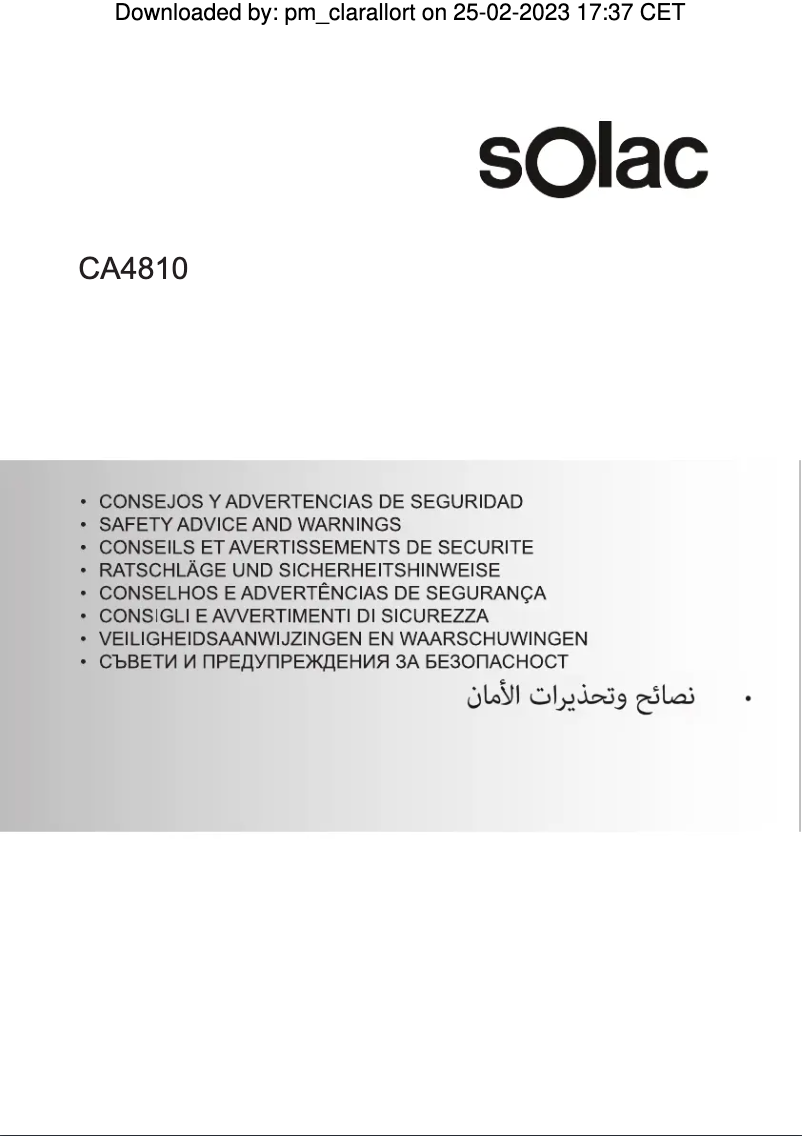 Page n°1 - Instructions de sécurité Solac CA4810
