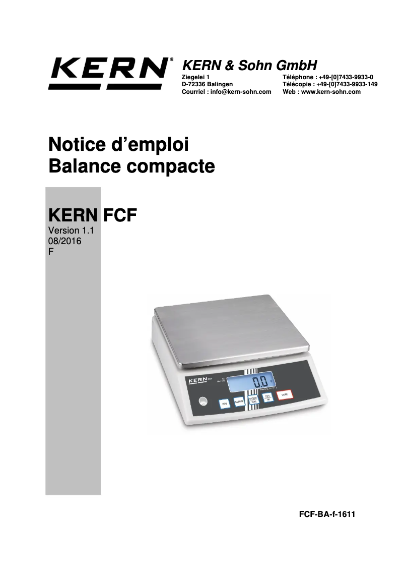 Image de la première page du manuel de l'appareil FCF 30K-3