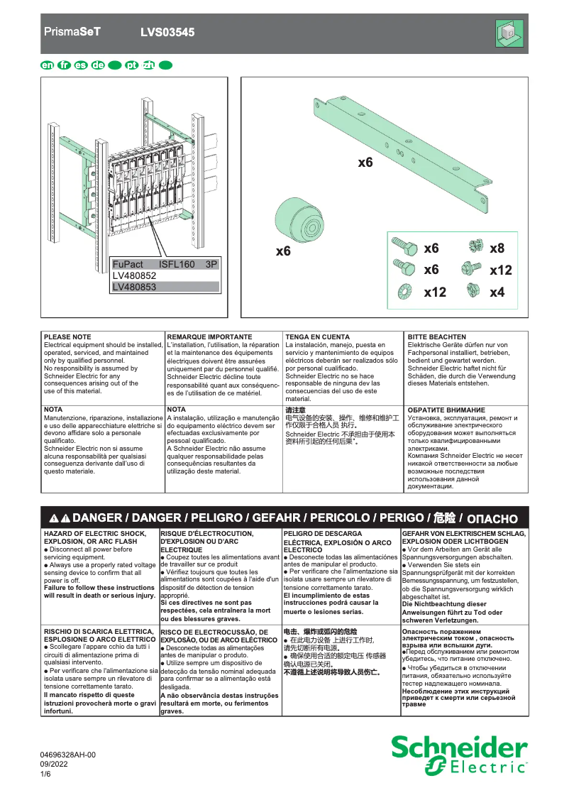Page 1 of the manual User Manual Schneider LV480852