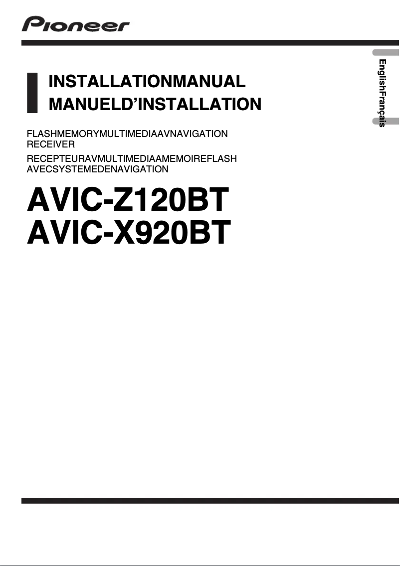 Page n°1 - Guide d'installation Pioneer AVIC-Z120BT