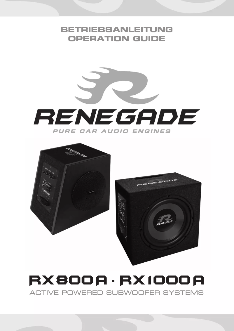 Page n°1 - Manuel utilisateur Renegade RX800A