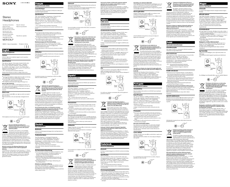 Página 1 del manual Manual de usuario Sony MDR-E9LP