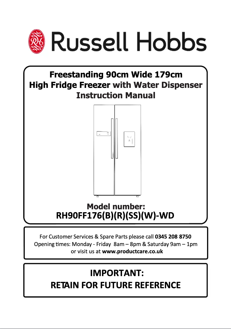 Page n°1 - Manuel utilisateur Russell Hobbs RH90FF176R-WD