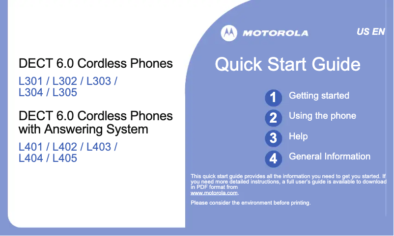 Imagen de la primera página del manual del dispositivo L305