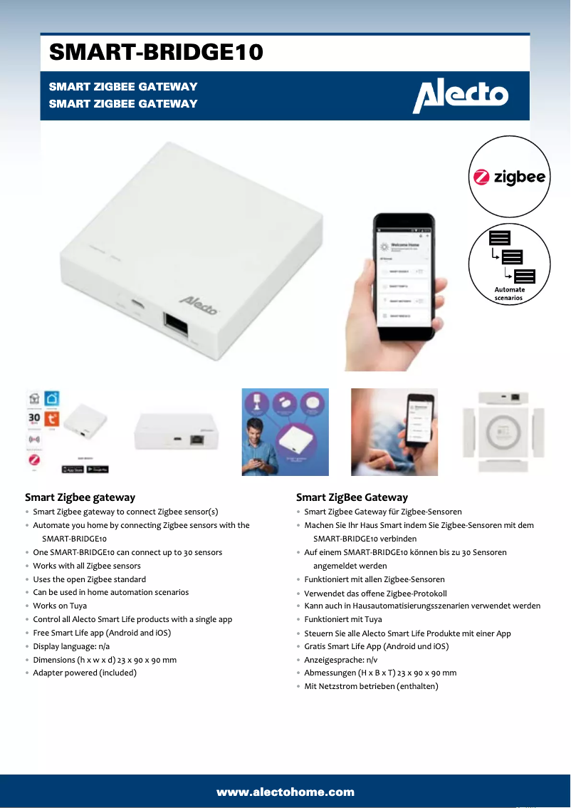 Page 1 de la notice Manuel utilisateur Alecto SMART-BRIDGE10