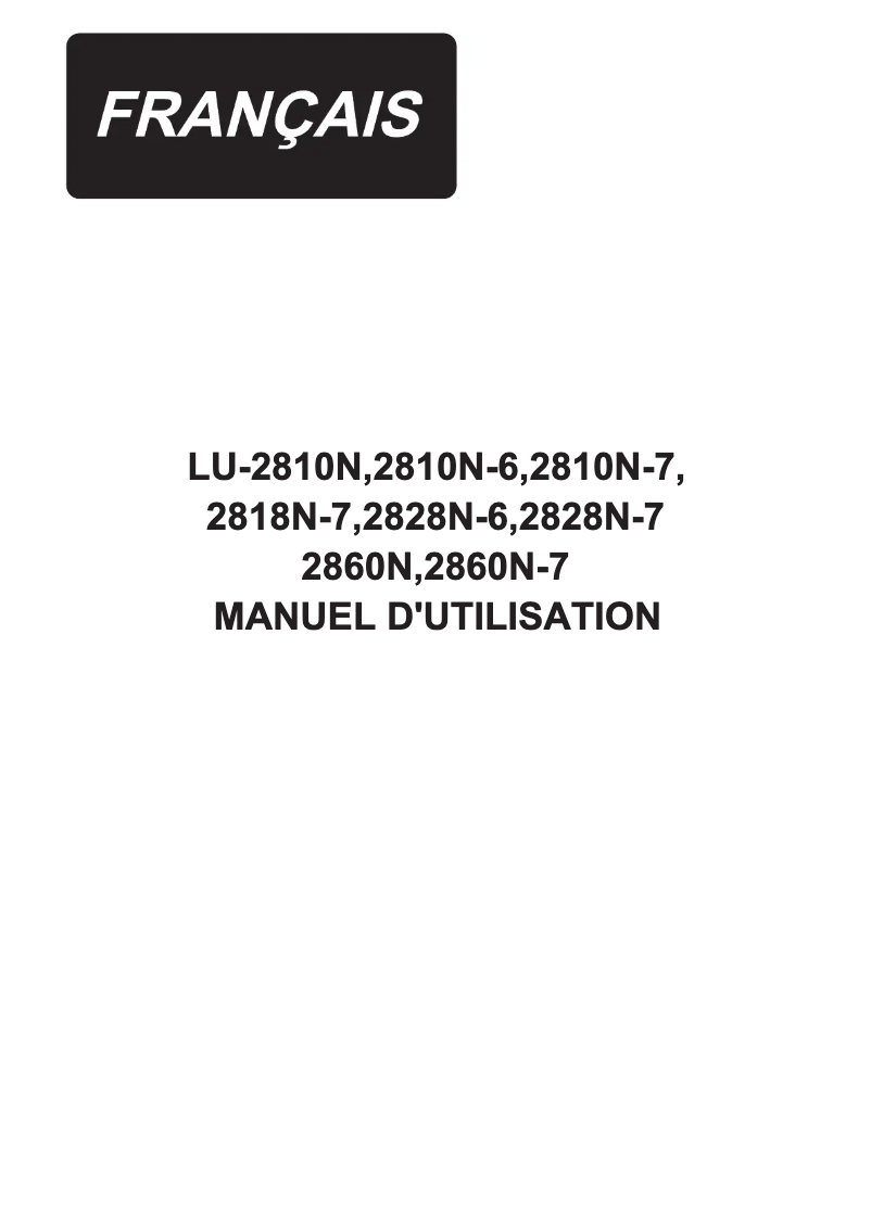 Page 1 de la notice Manuel utilisateur Juki LU-2818N-7