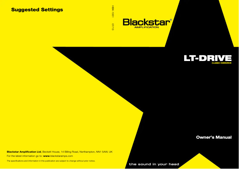 Page 1 de la notice Manuel utilisateur Blackstar LT-DRIVE