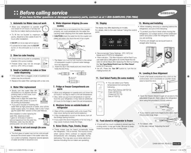 Page 1 de la notice Manuel utilisateur Samsung RF263BEAESP