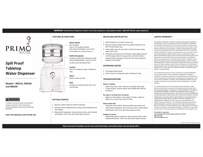 Image de la première page du manuel de l'appareil Home 900196
