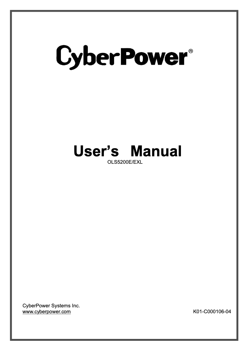 Page n°1 - Manuel utilisateur CyberPower OLS5200EXL