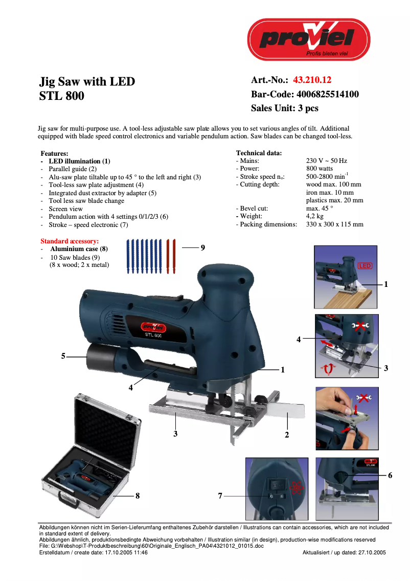 Image de la première page du manuel de l'appareil STL 800