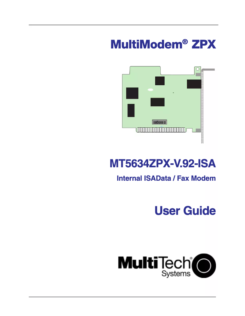 Page n°1 - Manuel utilisateur Multitech MultiModem ZPX