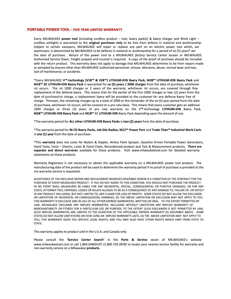 Page n°1 - Manuel d'utilisation et d'entretien Milwaukee 2612-21