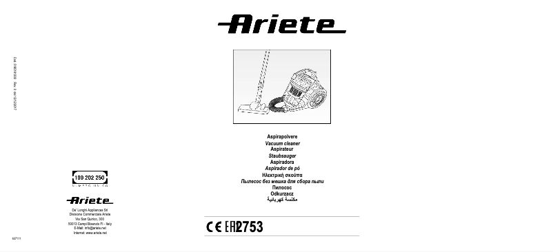 Page 1 de la notice Manuel utilisateur Ariete J-Force 2753